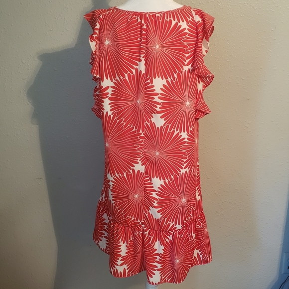 J CREW flutter sleeve summer dress white red starburst pattern size small - Picture 5 of 6